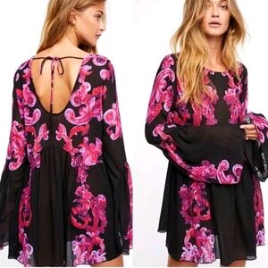 Free People Intimately Printed Symphony Slip Dress semi Sheer
